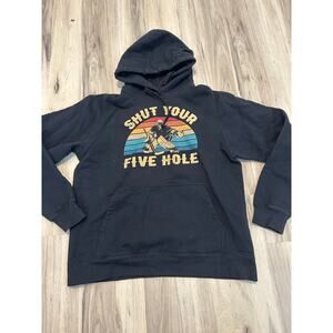 Port & Company Shut Your Five Hole Hockey Hoodie size medium